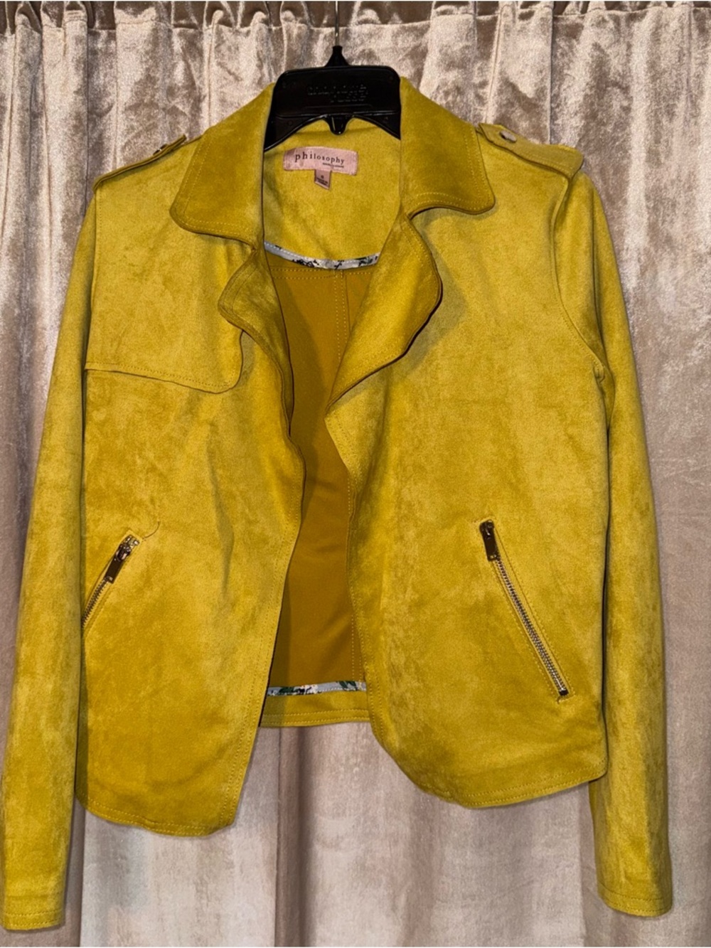 Philosophy Suede Moto Jacket in Mustard